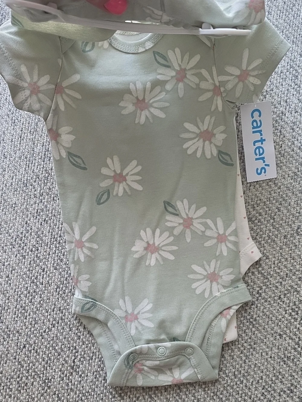Carter's Mint Green Floral Baby Onesie Set with Pink Accents